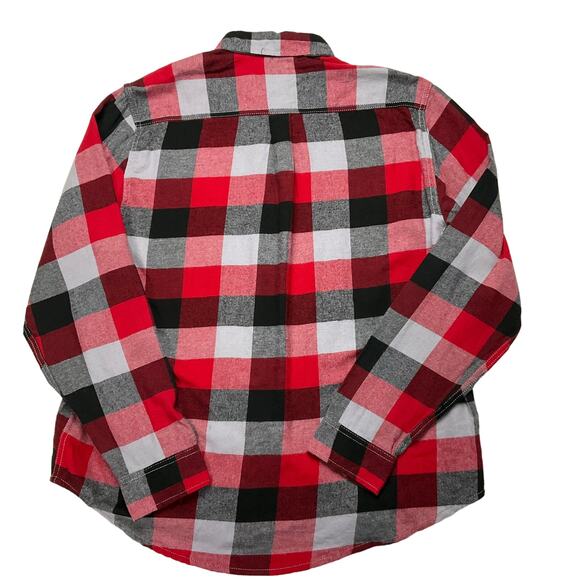 EDDIE BAUER Mens Button Down Flannel Shirt Buffalo Check Plaid Red Gray XL NWT - Picture 4 of 12